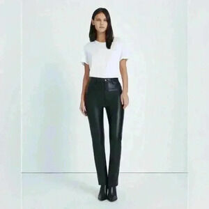 7 for all mankind VEGAN FAUX LEATHER EASY SLIM PANT IN BLACK Sz. 28